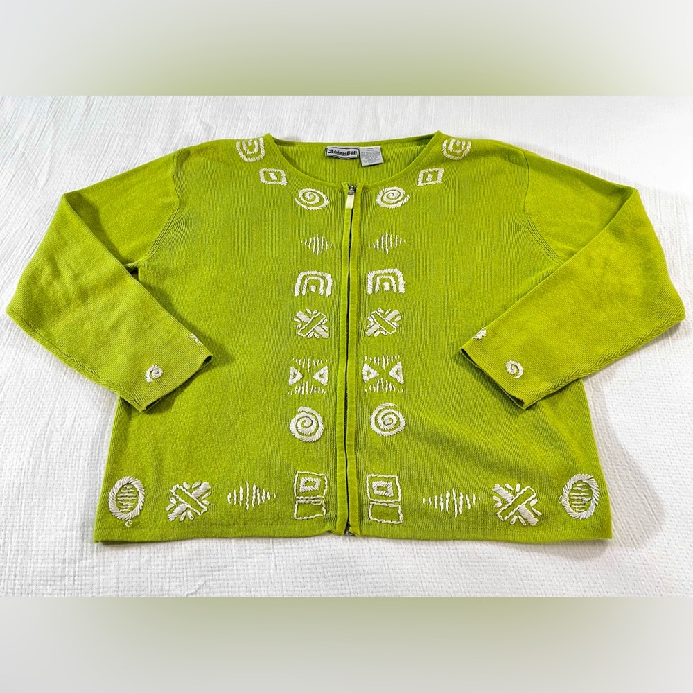 Delores Bell Green Zipper Sweater US L